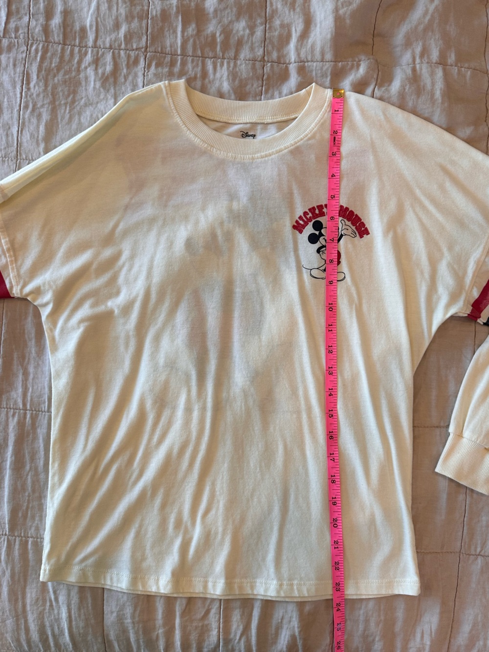Disney Mickey Long sleeve with Red & Black Sleeve Stripes - Picture 4 of 6